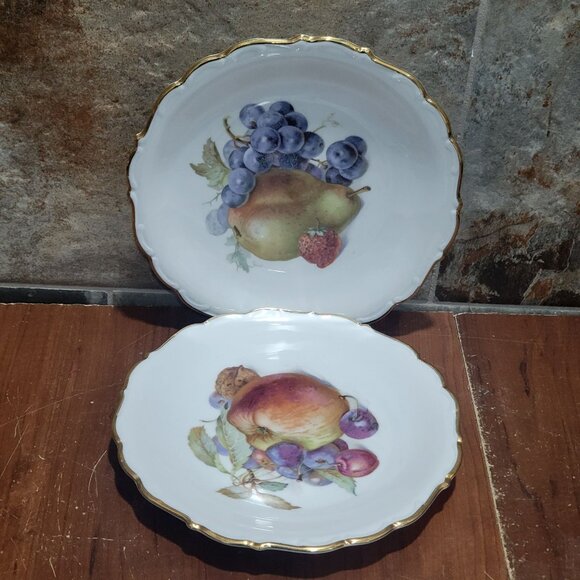 Schumann Arzberg Germany Fruit Pear Peaches Salad Dessert Plate Set of 2 - Picture 5 of 12
